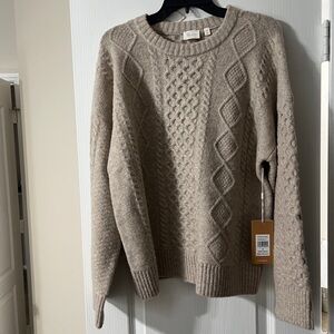Cyrus Cable Knit Sweater in Taupe